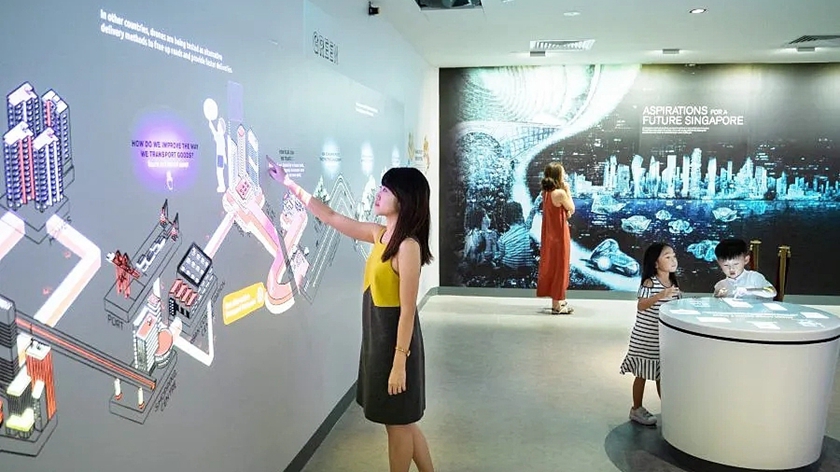 石墨烯互动投影墙在展厅中的使用效果