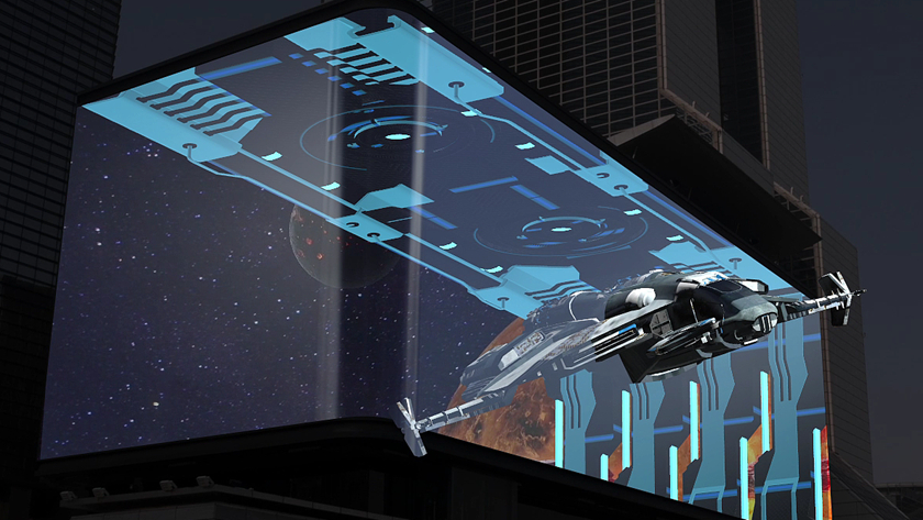 宇宙飞船科技文化主题裸眼3D设计应用展示效果