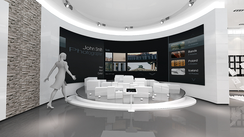 企业文化展厅中数据化展示的弧幕投影