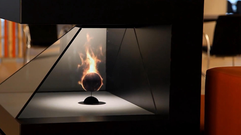 火球展示全息柜侧面视觉效果