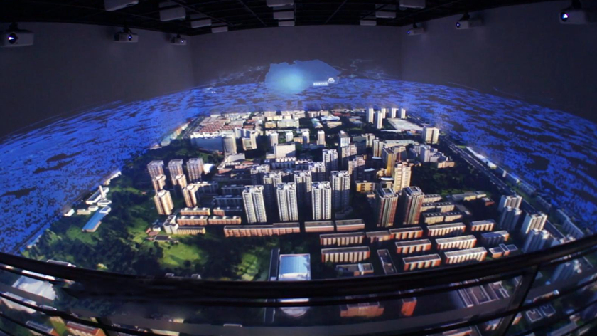 城市规划馆中运用沉浸式投影展现未来城市