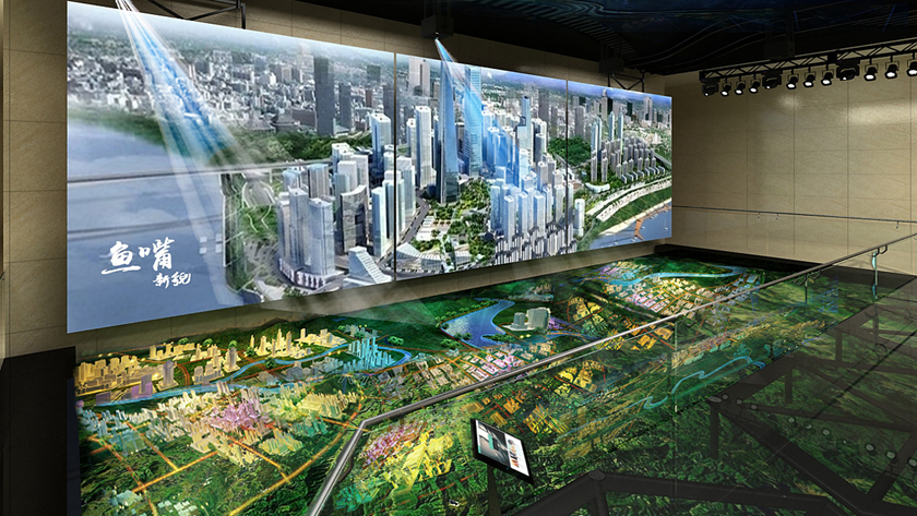 城市规划馆中三维数字沙盘展现城市变化
