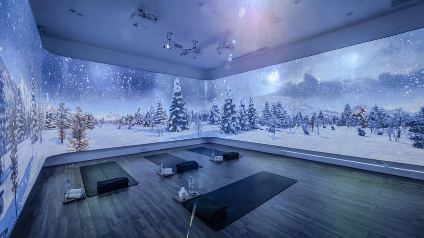 冰雪世界主题折幕投影瑜伽练习室
