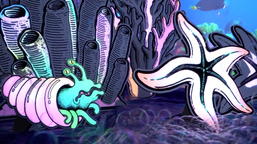 异形投影融合技术展示出趣味的海底世界动画内容