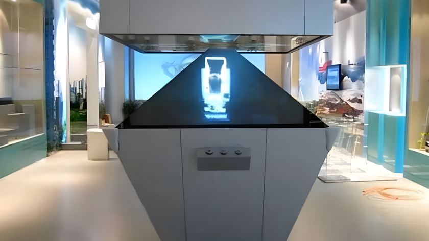 机械产品全息柜效果展示展厅内部图