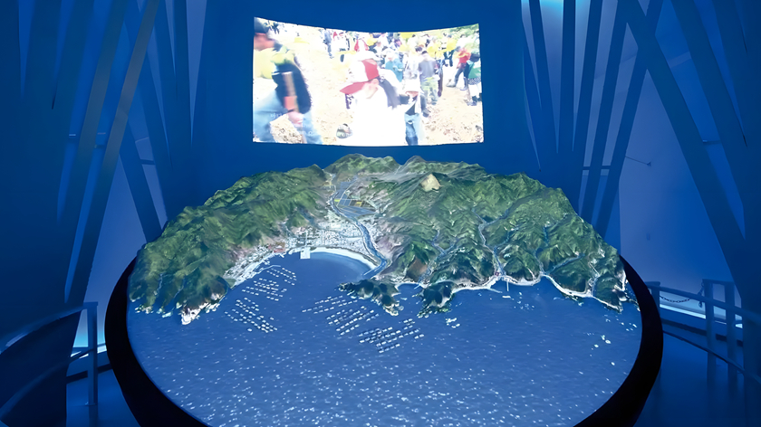 圆形沿海主题多媒体沙盘互动展示